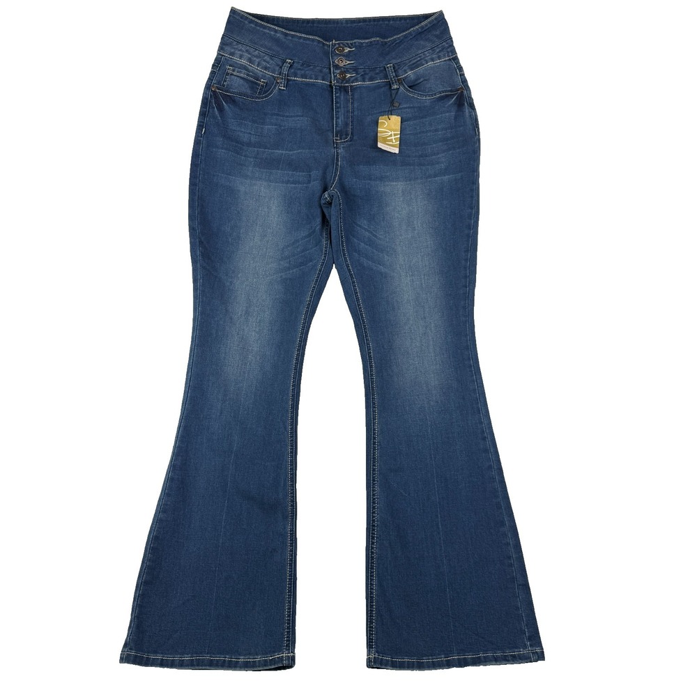 Suzanne Betro‎ SB Womens Flare Jeans Size 16 (34x32.5) High-Rise 3 Button NWT